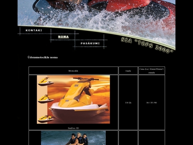 Ūdensmotociklu noma, kafejnīca jūras krastā,Tops 2000, SIA